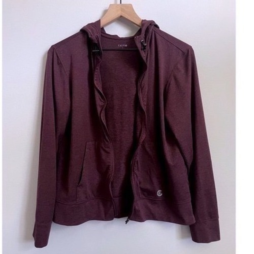 Johnny Was Calme Lux Stretch Knit Zip Up Hoodie, Merlot Heather, NWOT